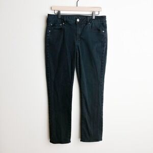 American Eagle Straight Jeans Womens 12 Short Black Stretch Mid Rise